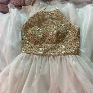 Beautiful gold and white prom dress